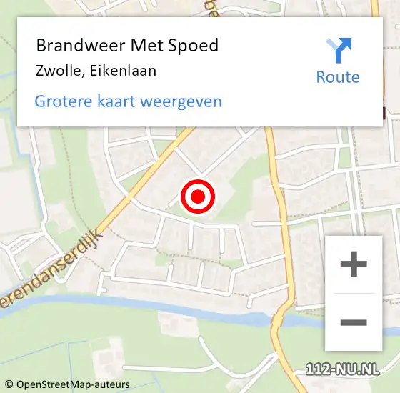 Locatie op kaart van de 112 melding: Brandweer Met Spoed Naar Zwolle, Eikenlaan op 27 juni 2021 18:49