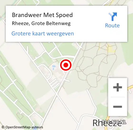 Locatie op kaart van de 112 melding: Brandweer Met Spoed Naar Rheeze, Grote Beltenweg op 27 juni 2021 18:51