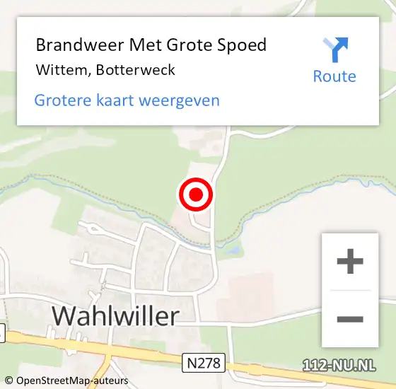 Locatie op kaart van de 112 melding: Brandweer Met Grote Spoed Naar Wittem, Botterweck op 27 juni 2021 18:55