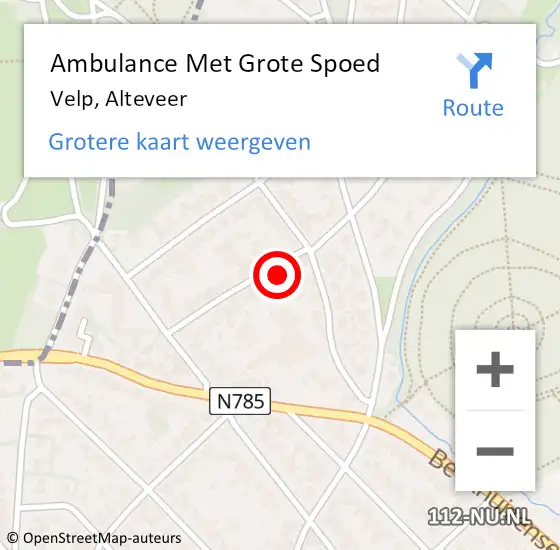 Locatie op kaart van de 112 melding: Ambulance Met Grote Spoed Naar Velp, Alteveer op 27 juni 2021 19:08