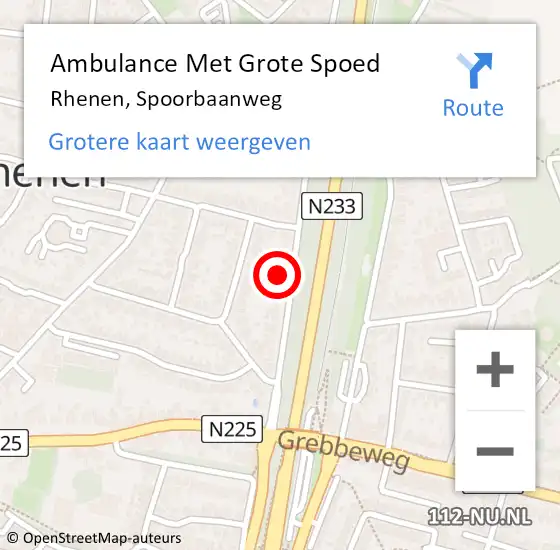 Locatie op kaart van de 112 melding: Ambulance Met Grote Spoed Naar Rhenen, Spoorbaanweg op 27 juni 2021 19:31