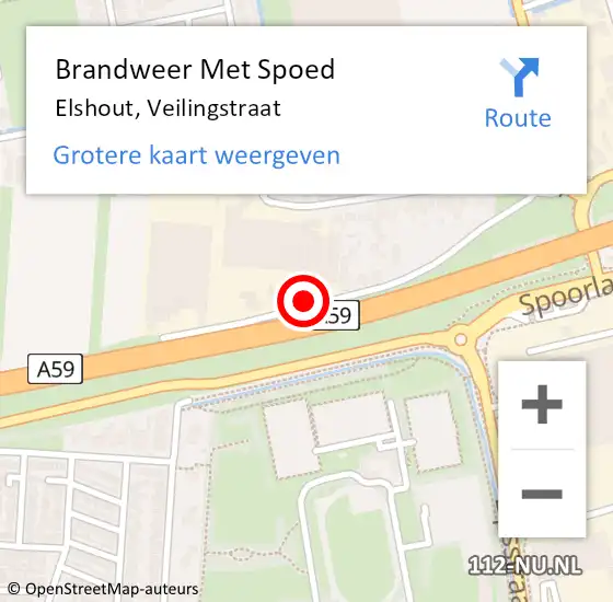 Locatie op kaart van de 112 melding: Brandweer Met Spoed Naar Elshout, Veilingstraat op 27 juni 2021 19:40