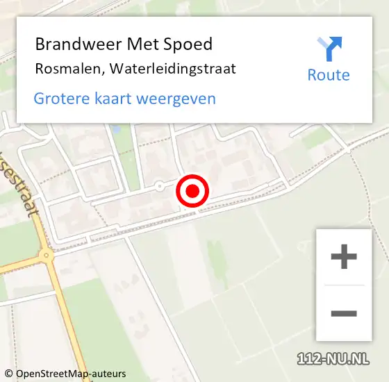 Locatie op kaart van de 112 melding: Brandweer Met Spoed Naar Rosmalen, Waterleidingstraat op 27 juni 2021 19:44