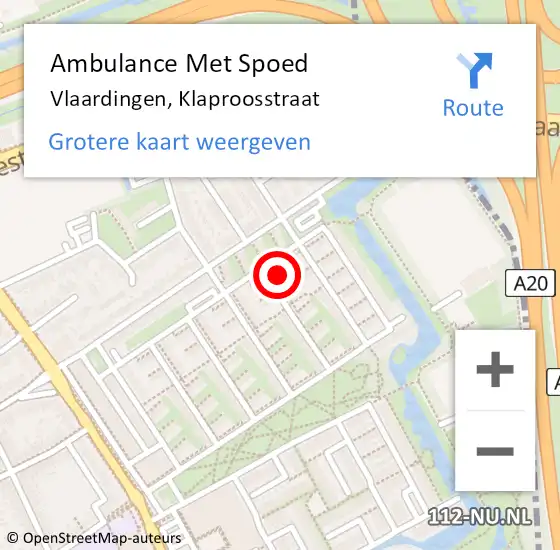 Locatie op kaart van de 112 melding: Ambulance Met Spoed Naar Vlaardingen, Klaproosstraat op 27 juni 2021 20:00
