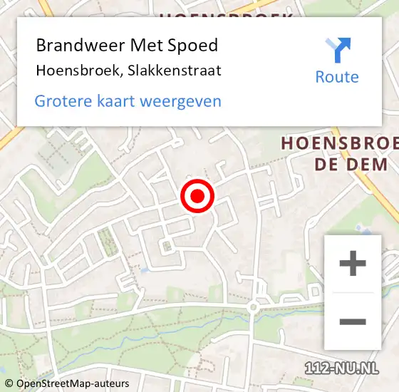 Locatie op kaart van de 112 melding: Brandweer Met Spoed Naar Hoensbroek, Slakkenstraat op 27 juni 2021 20:03