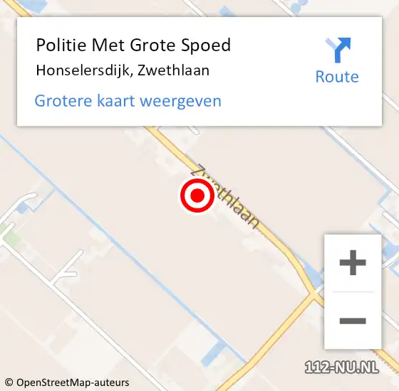 Locatie op kaart van de 112 melding: Politie Met Grote Spoed Naar Honselersdijk, Zwethlaan op 27 juni 2021 20:06