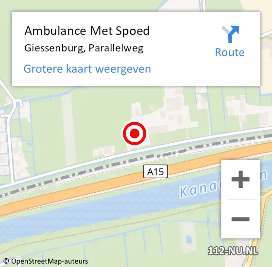 Locatie op kaart van de 112 melding: Ambulance Met Spoed Naar Giessenburg, Parallelweg op 27 juni 2021 20:13