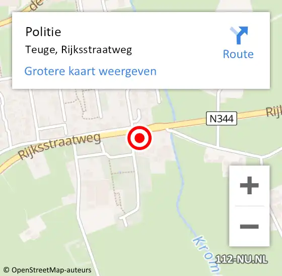 Locatie op kaart van de 112 melding: Politie Teuge, Rijksstraatweg op 27 juni 2021 20:18