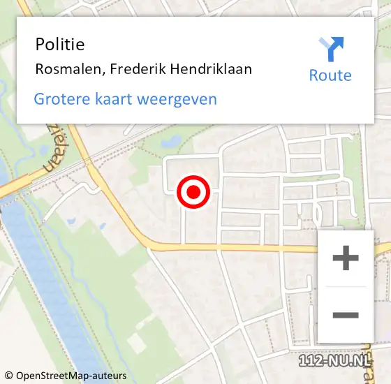 Locatie op kaart van de 112 melding: Politie Rosmalen, Frederik Hendriklaan op 27 juni 2021 20:21