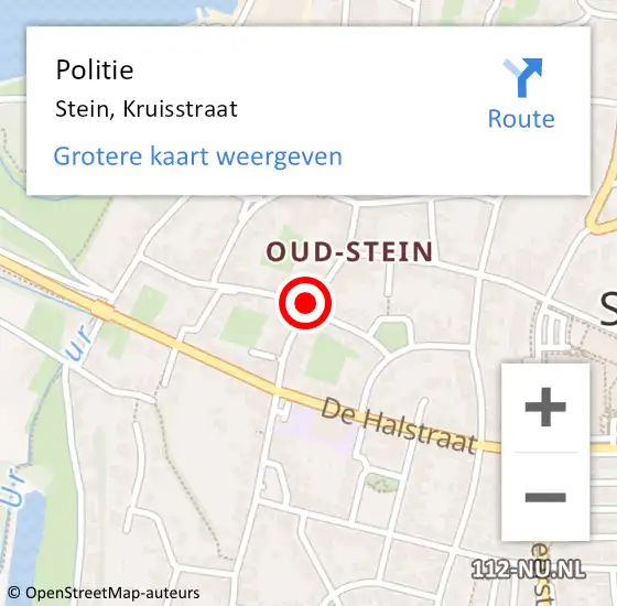 Locatie op kaart van de 112 melding: Politie Stein, Kruisstraat op 27 juni 2021 20:26