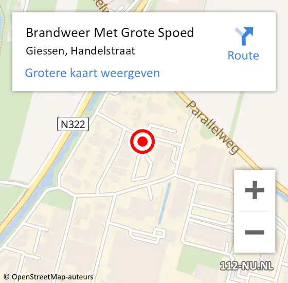 Locatie op kaart van de 112 melding: Brandweer Met Grote Spoed Naar Giessen, Handelstraat op 14 juni 2014 14:58