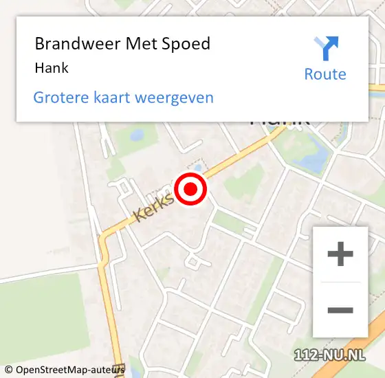 Locatie op kaart van de 112 melding: Brandweer Met Spoed Naar Hank op 27 juni 2021 21:25