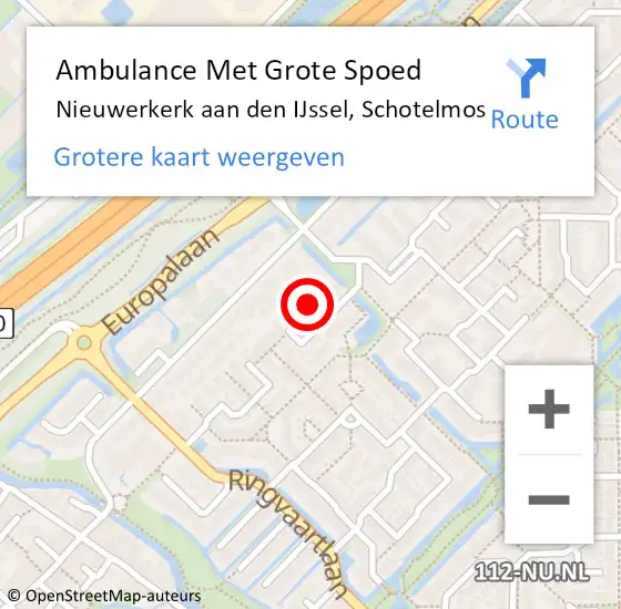 Locatie op kaart van de 112 melding: Ambulance Met Grote Spoed Naar Nieuwerkerk aan den IJssel, Schotelmos op 27 juni 2021 21:42