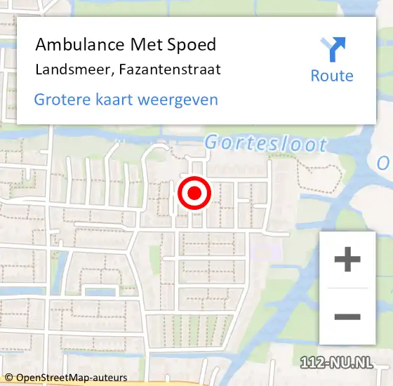 Locatie op kaart van de 112 melding: Ambulance Met Spoed Naar Landsmeer, Fazantenstraat op 27 juni 2021 21:42