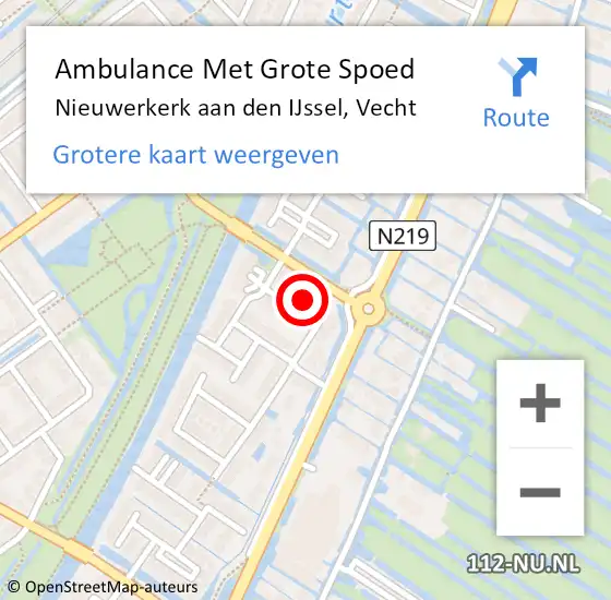 Locatie op kaart van de 112 melding: Ambulance Met Grote Spoed Naar Nieuwerkerk aan den IJssel, Vecht op 27 juni 2021 21:46
