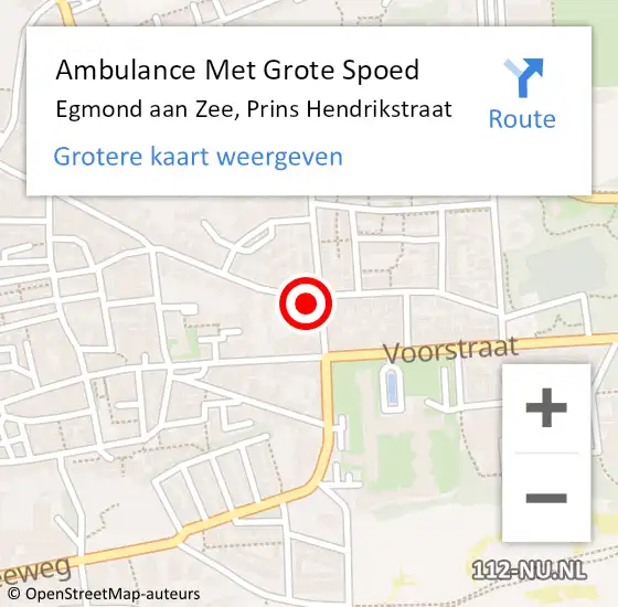 Locatie op kaart van de 112 melding: Ambulance Met Grote Spoed Naar Egmond aan Zee, Prins Hendrikstraat op 27 juni 2021 21:51