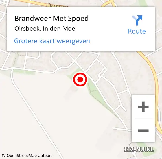 Locatie op kaart van de 112 melding: Brandweer Met Spoed Naar Oirsbeek, In den Moel op 27 juni 2021 21:54