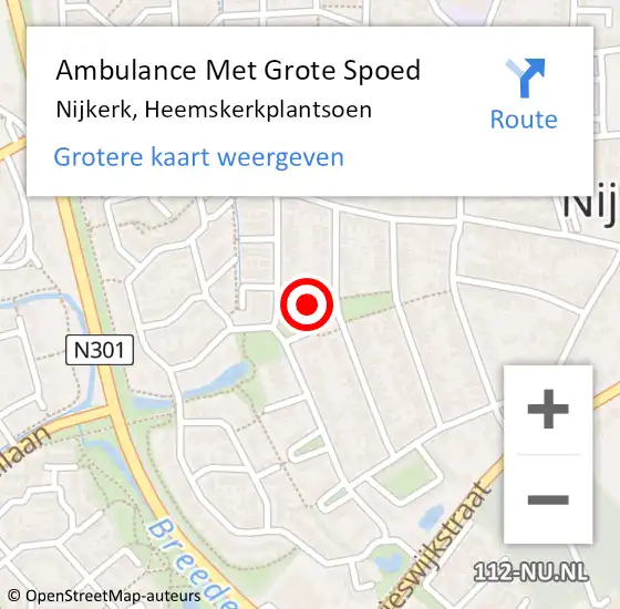 Locatie op kaart van de 112 melding: Ambulance Met Grote Spoed Naar Nijkerk, Heemskerkplantsoen op 27 juni 2021 22:22