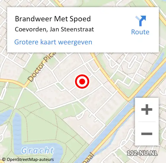 Locatie op kaart van de 112 melding: Brandweer Met Spoed Naar Coevorden, Jan Steenstraat op 27 juni 2021 22:39