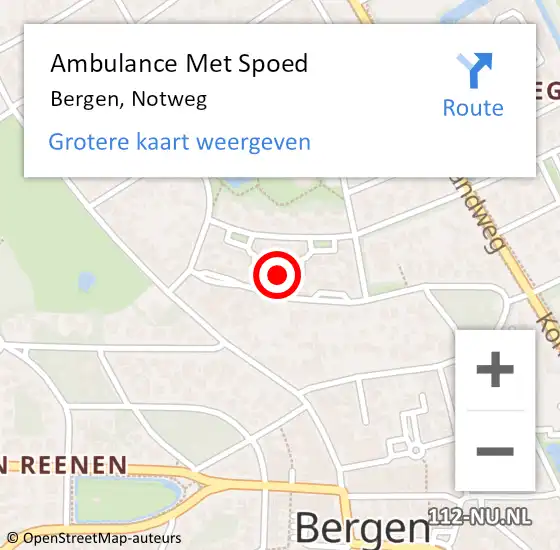 Locatie op kaart van de 112 melding: Ambulance Met Spoed Naar Bergen, Notweg op 27 juni 2021 22:53