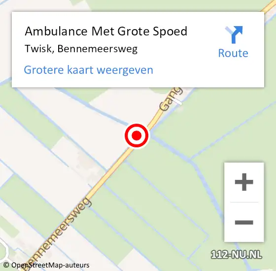 Locatie op kaart van de 112 melding: Ambulance Met Grote Spoed Naar Twisk, Bennemeersweg op 27 juni 2021 22:59