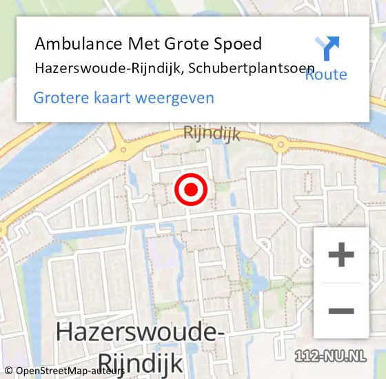 Locatie op kaart van de 112 melding: Ambulance Met Grote Spoed Naar Hazerswoude-Rijndijk, Schubertplantsoen op 27 juni 2021 23:27