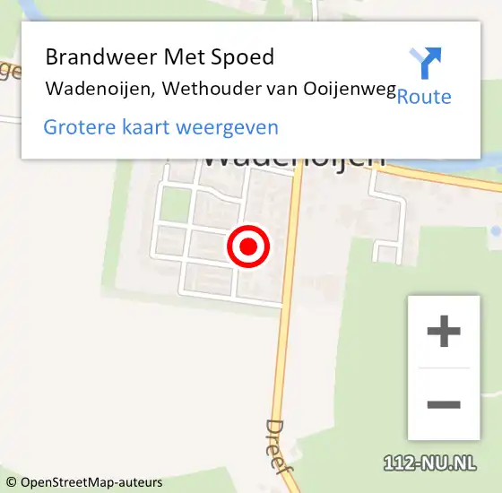 Locatie op kaart van de 112 melding: Brandweer Met Spoed Naar Wadenoijen, Wethouder van Ooijenweg op 27 juni 2021 23:38