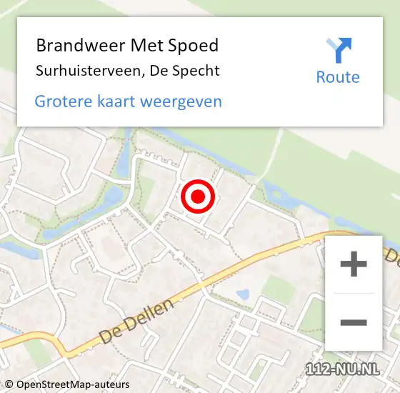 Locatie op kaart van de 112 melding: Brandweer Met Spoed Naar Surhuisterveen, De Specht op 28 juni 2021 00:08