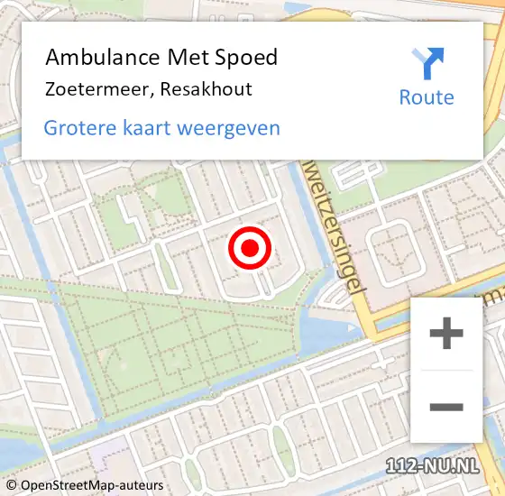 Locatie op kaart van de 112 melding: Ambulance Met Spoed Naar Zoetermeer, Resakhout op 28 juni 2021 00:41