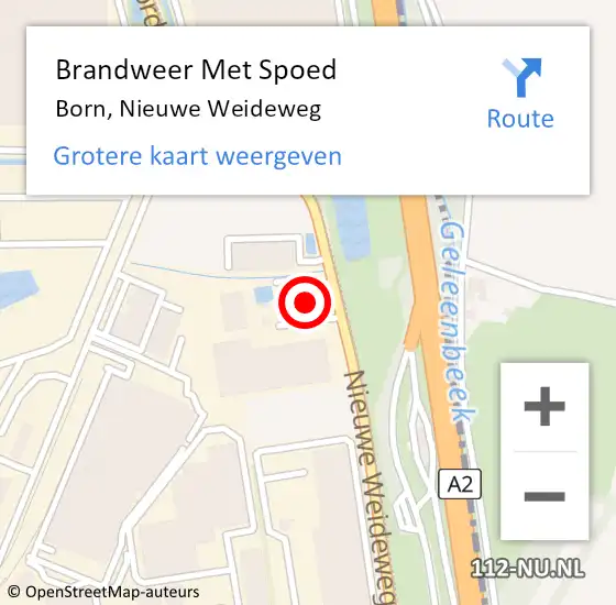 Locatie op kaart van de 112 melding: Brandweer Met Spoed Naar Born, Nieuwe Weideweg op 28 juni 2021 00:42