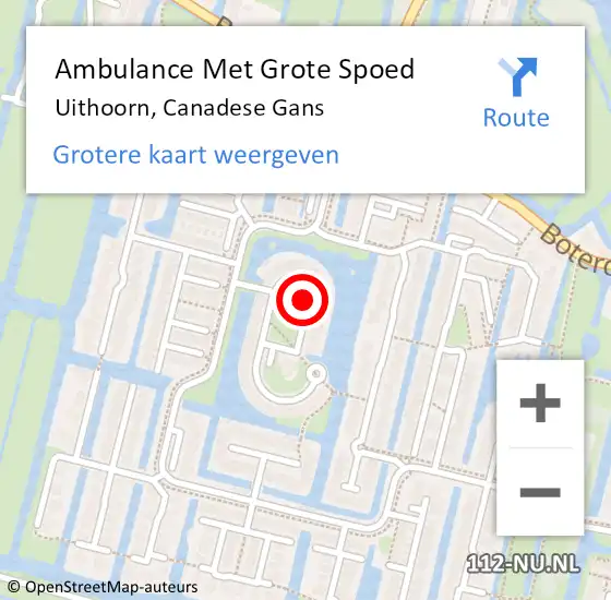 Locatie op kaart van de 112 melding: Ambulance Met Grote Spoed Naar Uithoorn, Canadese Gans op 28 juni 2021 00:59