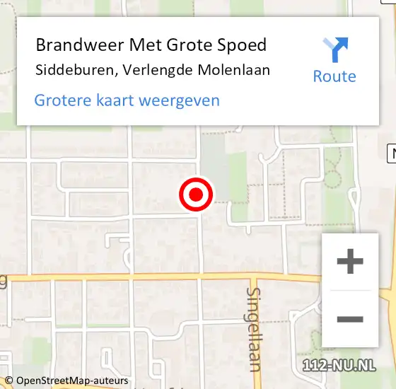 Locatie op kaart van de 112 melding: Brandweer Met Grote Spoed Naar Siddeburen, Verlengde Molenlaan op 28 juni 2021 01:04