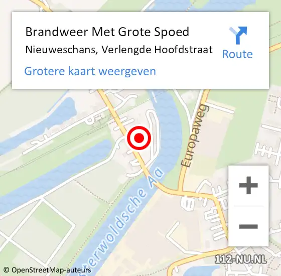Locatie op kaart van de 112 melding: Brandweer Met Grote Spoed Naar Nieuweschans, Verlengde Hoofdstraat op 28 juni 2021 01:05