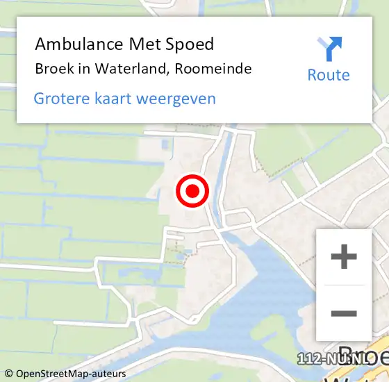 Locatie op kaart van de 112 melding: Ambulance Met Spoed Naar Broek in Waterland, Roomeinde op 28 juni 2021 01:23