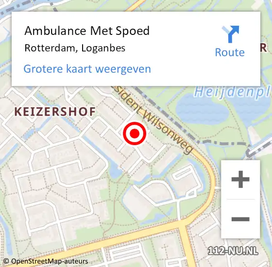 Locatie op kaart van de 112 melding: Ambulance Met Spoed Naar Rotterdam, Loganbes op 28 juni 2021 01:40