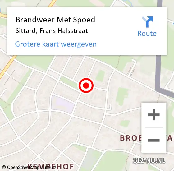 Locatie op kaart van de 112 melding: Brandweer Met Spoed Naar Sittard, Frans Halsstraat op 28 juni 2021 03:12