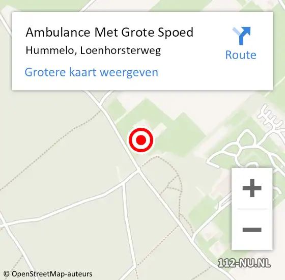 Locatie op kaart van de 112 melding: Ambulance Met Grote Spoed Naar Hummelo, Loenhorsterweg op 28 juni 2021 03:24