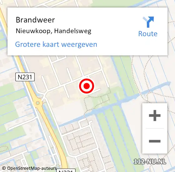 Locatie op kaart van de 112 melding: Brandweer Nieuwkoop, Handelsweg op 28 juni 2021 03:42