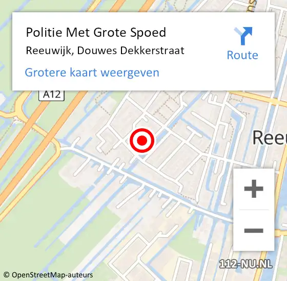 Locatie op kaart van de 112 melding: Politie Met Grote Spoed Naar Reeuwijk, Douwes Dekkerstraat op 28 juni 2021 03:58