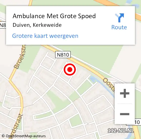 Locatie op kaart van de 112 melding: Ambulance Met Grote Spoed Naar Duiven, Kerkeweide op 28 juni 2021 03:58