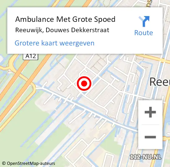 Locatie op kaart van de 112 melding: Ambulance Met Grote Spoed Naar Reeuwijk, Douwes Dekkerstraat op 28 juni 2021 03:59