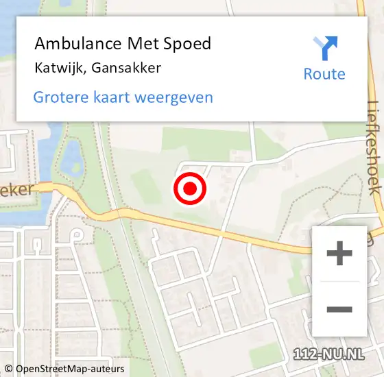 Locatie op kaart van de 112 melding: Ambulance Met Spoed Naar Katwijk, Gansakker op 5 oktober 2013 03:44