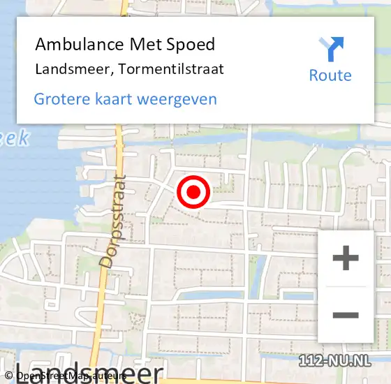 Locatie op kaart van de 112 melding: Ambulance Met Spoed Naar Landsmeer, Tormentilstraat op 28 juni 2021 05:30