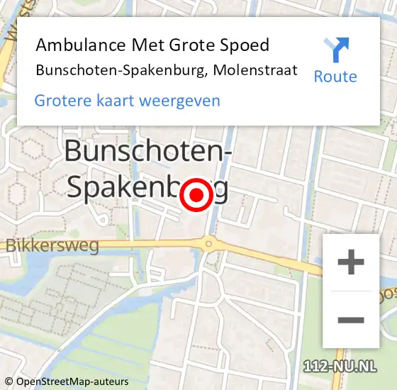 Locatie op kaart van de 112 melding: Ambulance Met Grote Spoed Naar Bunschoten-Spakenburg, Molenstraat op 28 juni 2021 05:37