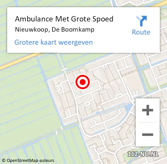 Locatie op kaart van de 112 melding: Ambulance Met Grote Spoed Naar Nieuwkoop, De Boomkamp op 28 juni 2021 06:13