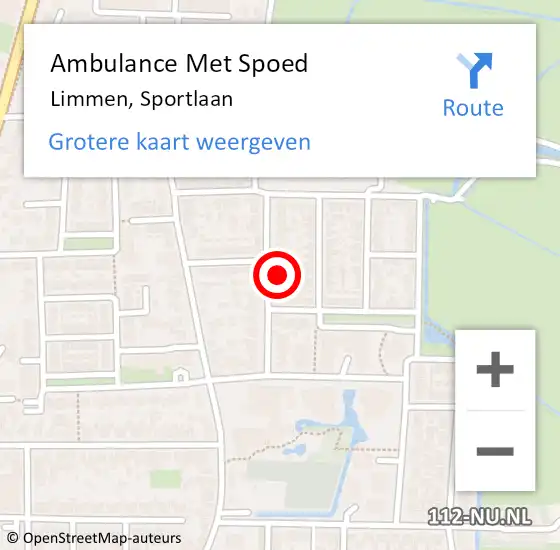 Locatie op kaart van de 112 melding: Ambulance Met Spoed Naar Limmen, Sportlaan op 28 juni 2021 06:31