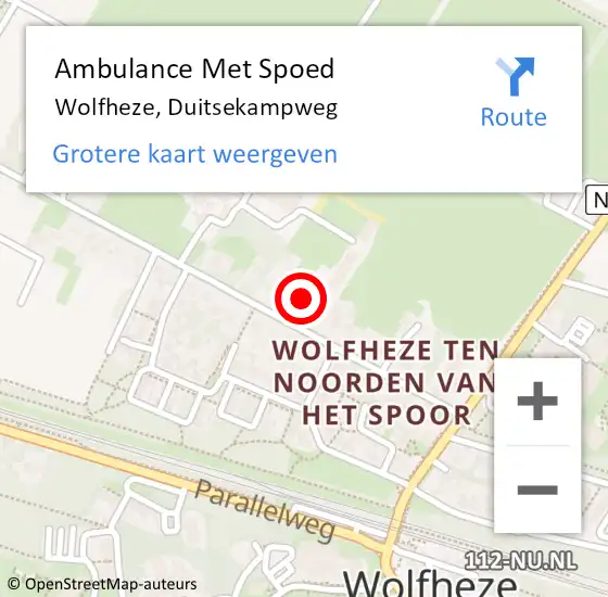 Locatie op kaart van de 112 melding: Ambulance Met Spoed Naar Wolfheze, Duitsekampweg op 28 juni 2021 07:10