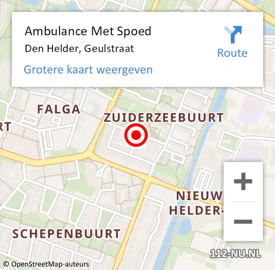 Locatie op kaart van de 112 melding: Ambulance Met Spoed Naar Den Helder, Geulstraat op 28 juni 2021 07:19