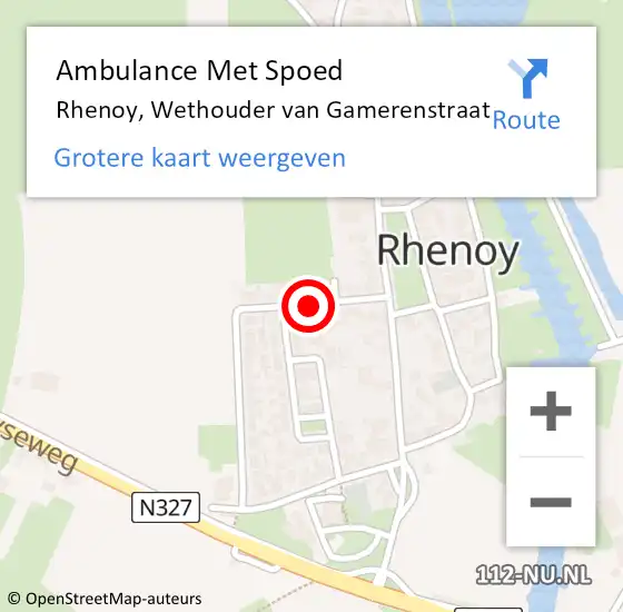 Locatie op kaart van de 112 melding: Ambulance Met Spoed Naar Rhenoy, Wethouder van Gamerenstraat op 28 juni 2021 08:11