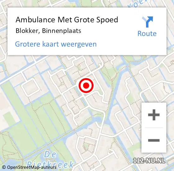 Locatie op kaart van de 112 melding: Ambulance Met Grote Spoed Naar Blokker, Binnenplaats op 28 juni 2021 08:16